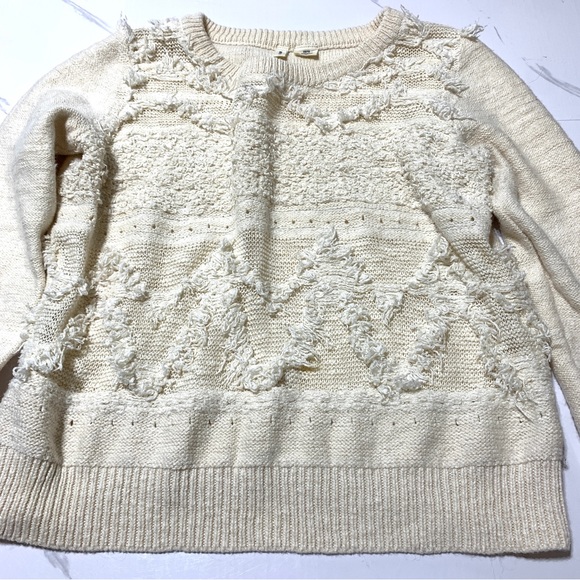 Anthropology MOTH Cream White Knitted Sweater Size Small - Picture 6 of 11
